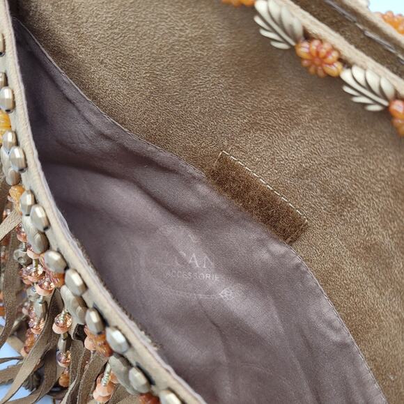 Vintage Elcanti Accessories Boho Beaded Festival Fringe Faux Suede Shoulder Bag - Picture 7 of 16